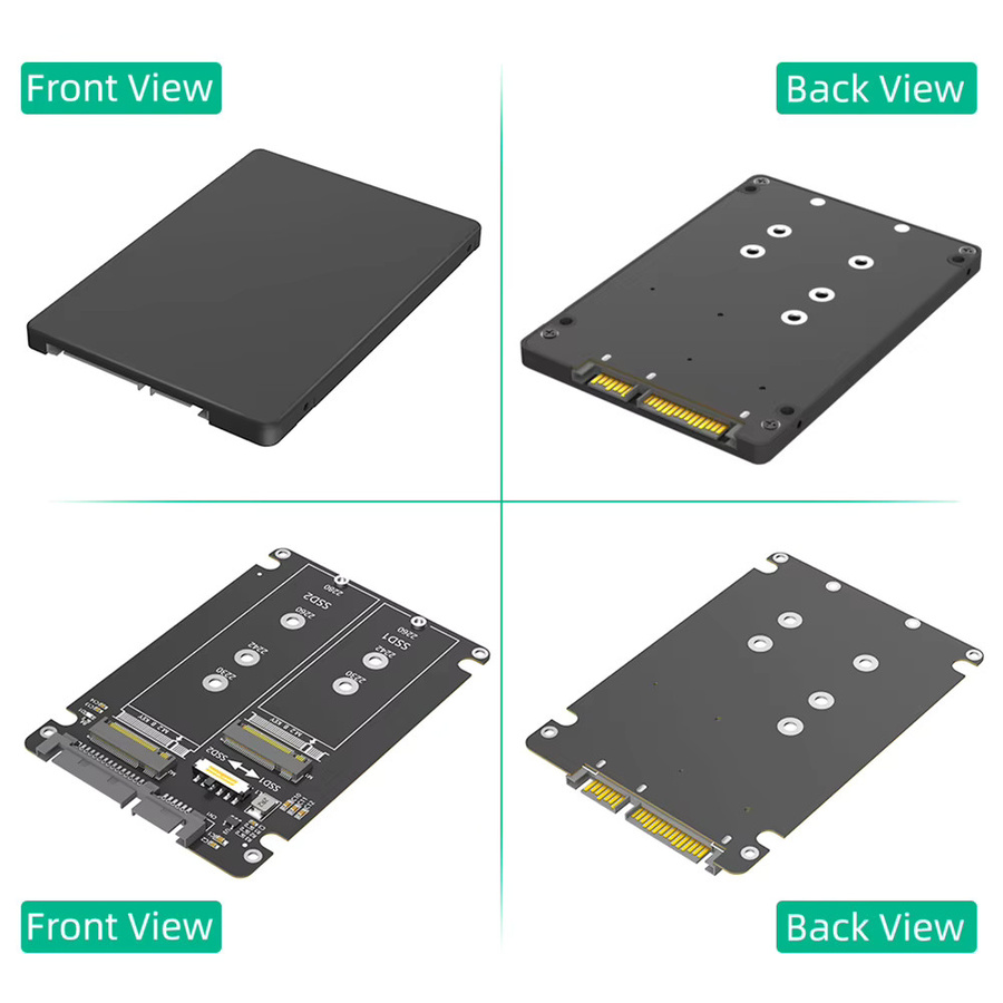 VODOOL Dual M.2 B-Key NGFF SSD zu 2,5 SATA III Adapterkarte in Schwarz mit 6 Gbit/s für HDD und SSD - Bild 3