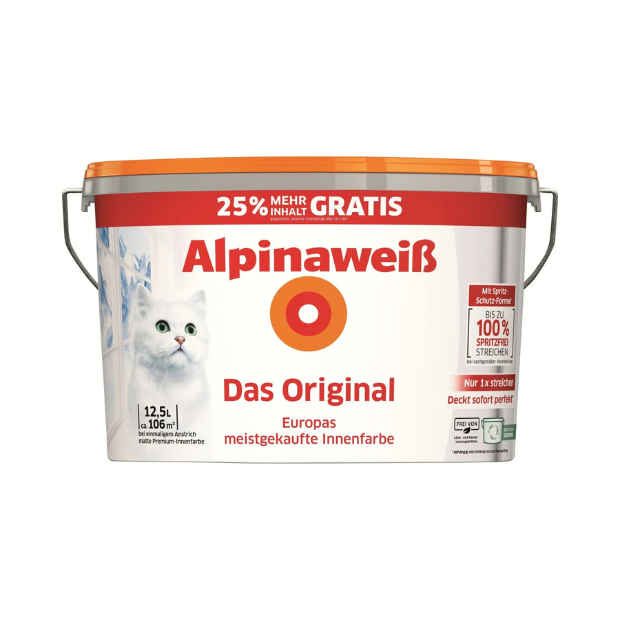 Alpina Wandfarbe Das Original Weiß Matt Dispersion Wasserbasiert 12,5 l - Bild 2