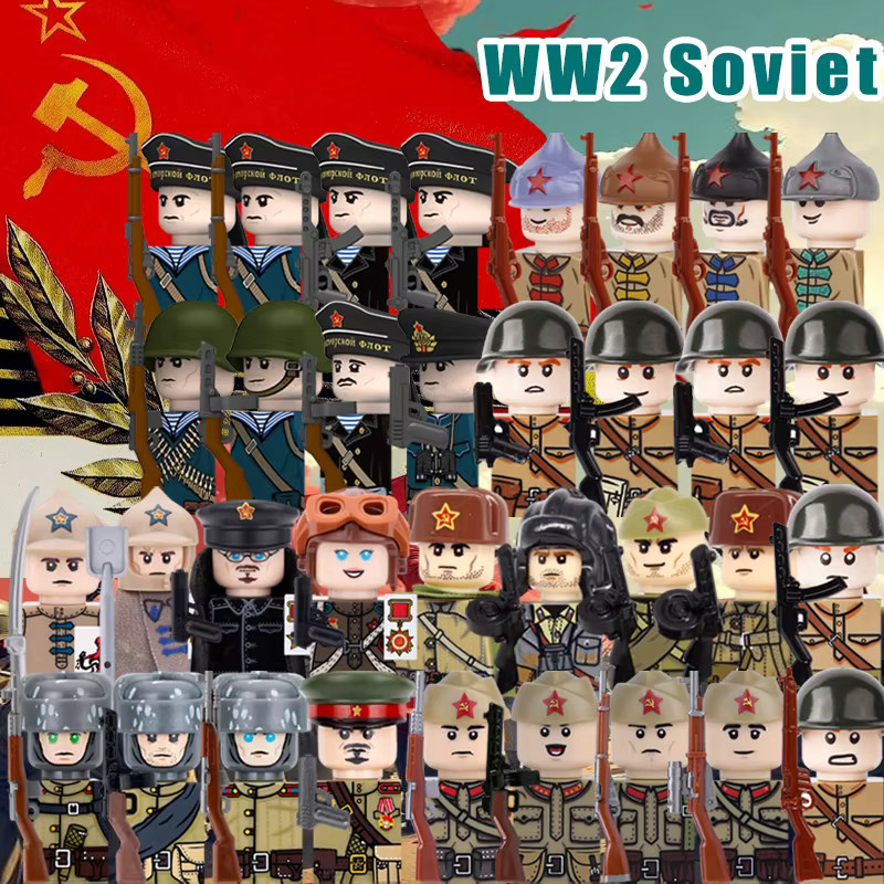 BRICKPANDA WW2 Militär Sowjetische Soldat Figuren Bausteine, Kunststoff - Bild 2