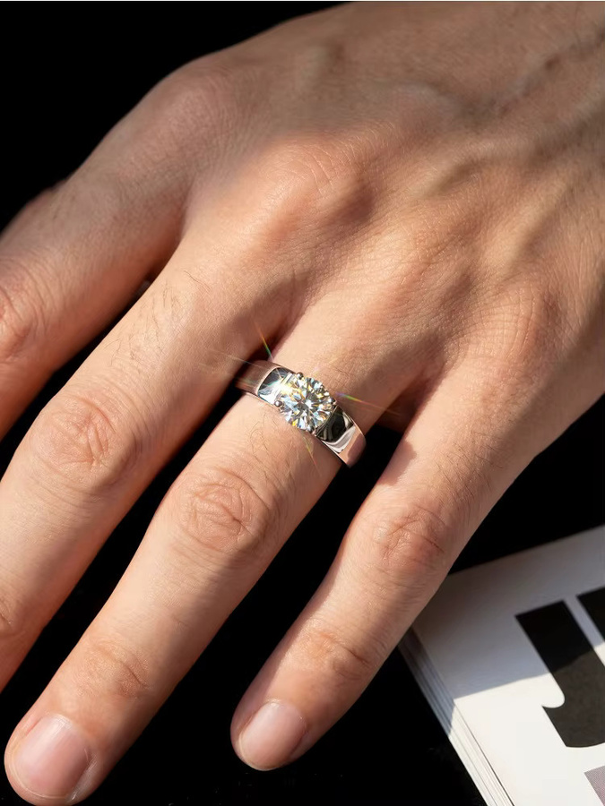Stylever Eheringe, 925 Silber, Diamant, Herren - Bild 4