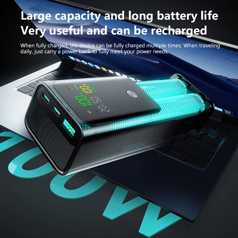 PD 100W Power Bank 100000mAh Externe Batterie mit Schnellladefunktion in Blau für Laptop und Smartphone - Bild 2