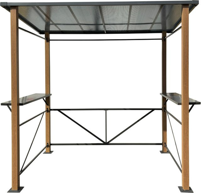 Leco Luxus-Grillpavillon aus Aluminium in Holzoptik, Anthrazit-Grau, B/T/H: 150 x 235 x 227 cm - Bild 1