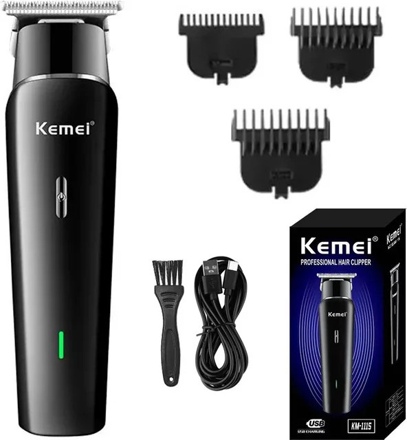 Kemei KM-1115 Professioneller kabelloser Herren-Haarschneider in Schwarz mit USB-Ladefunktion - Bild 1