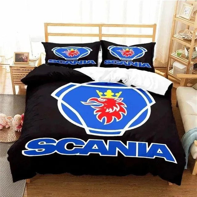 Somelli Scanias Truck Logo Bettwäsche-Set mit Bettbezug und Kissenbezug, Schwarz, B/H: 140 x 210 cm - Bild 1