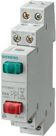 Siemens Taster 1S+1Ö 20A mit 2 Tasten in Rot und Grün, LED 230V, 5TE4841 - Bild 1