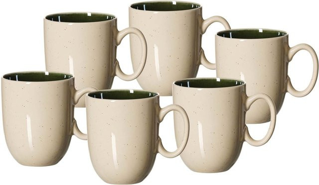 Ritzenhoff & Breker Kaffeebecher Skog aus Keramik, 6er Set, Green/Beige, 400 ml - Bild 1