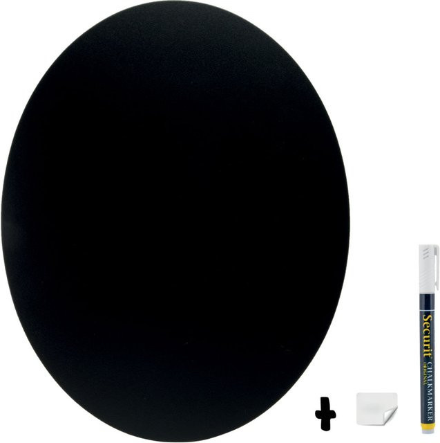 Securit Wandtafel in ovaler Silhouette, Schwarz, Breite: 37,5 cm, Höhe: 30 cm - Bild 1