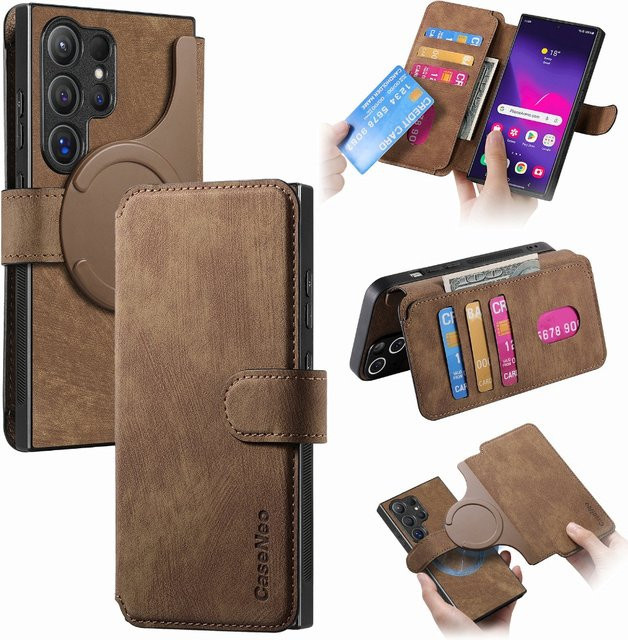 Magnetische Flip-Handyhülle von aierkeba für Samsung Galaxy S26 S25 S24 Ultra S23 S22 FE A57 A37 A17 A56 A36 A26 A16 A55 A35 A15 mit Kartenfächern in Lila - Bild 1