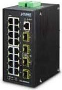 PLANET IGS-20040MT Managed Switch mit 16 x 10/100/1000 Ports und 4 x Gigabit SFP in Schwarz, DIN-Schiene und Wandmontage, AC 24 V / DC 12-72 V - Bild 1