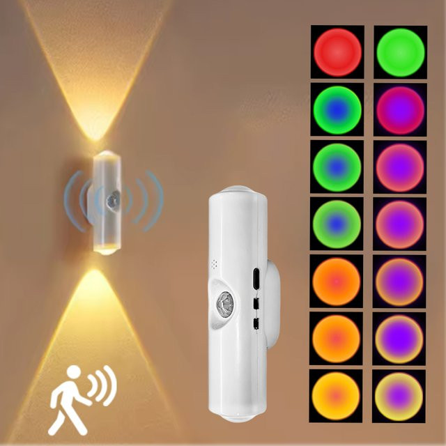 MeeToo RGB LED-Schrankleuchte mit Bewegungsmelder, magnetisch und wiederaufladbar, Multicolour Nachtlicht für Küche, Flur und Treppe - Bild 1