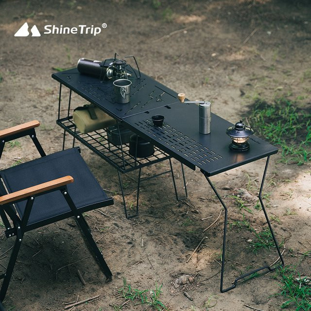 ShineTrip Faltbarer Camping Draht Tisch mit erweiterbarer Platte für Outdoor und Beistelltisch - Bild 1