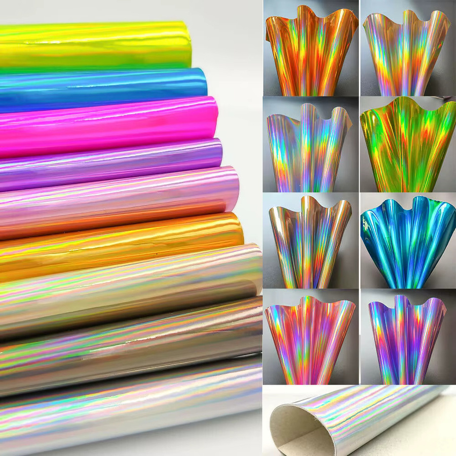 Findohope Hologramm PU Leder Stoff in Regenbogenfarben für Bastelarbeiten und DIY, B: 20 cm, L: 120 cm - Bild 2