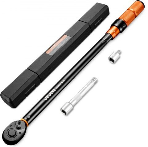 VEVOR Drehmomentschlüssel 1/2 Zoll Antrieb mit Doppelmaßanzeige, Präzision ±3%, 40-400 N.m / 29.4-294.1 lbf-ft, Schwarz, inklusive Verlängerungsstange, Adapter und Aufbewahrungsbox für die Kfz-Reparatur - Bild 1