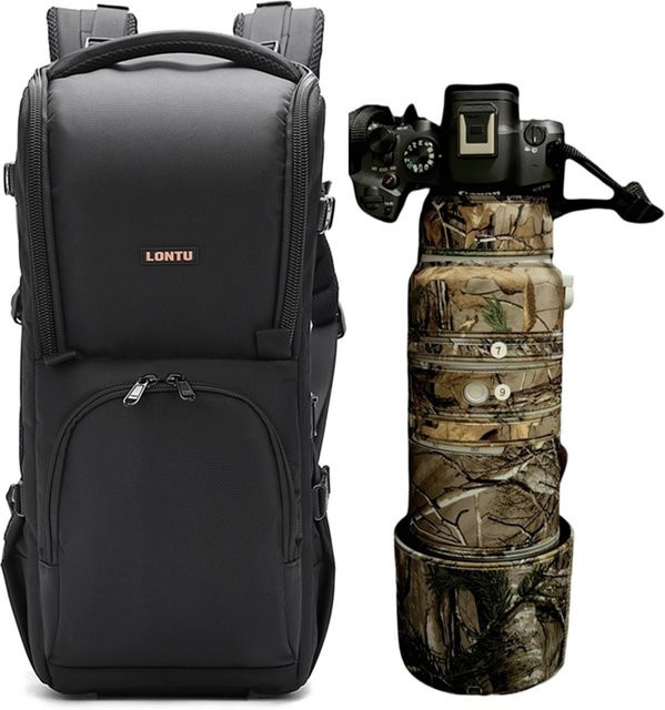 Mithsspoo Kamera Rucksack für DSLR und Teleobjektive, wasserdichte und gepolsterte Teleobjektivtasche in Schwarz, passend für Fuji, Canon, Nikon und Sony mit 200–600 mm oder 400–800 mm Objektiven - Bild 1