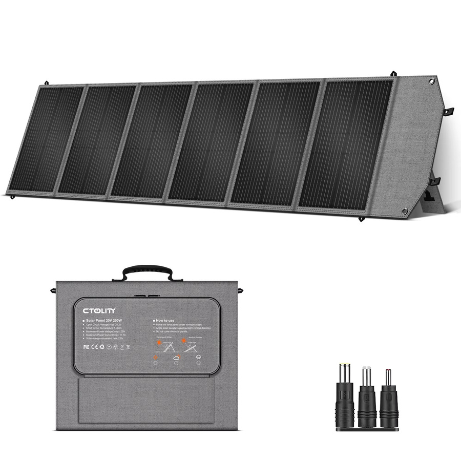 CTOLITY SP200 Tragbares Solarpanel 200W 20,5V aus PET+600D Material für Outdoor-Solarstromgeräte-Sets - Bild 7
