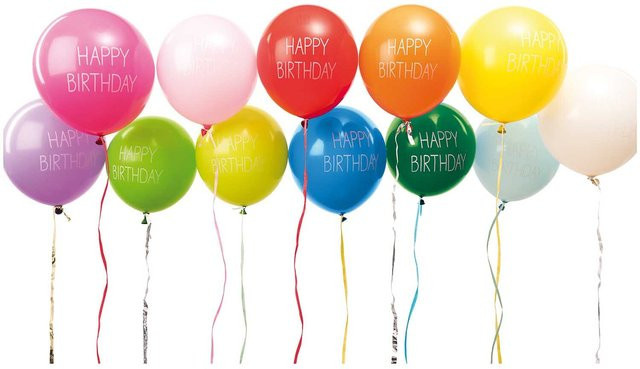 Rico Design Happy Birthday Luftballons aus Naturkautschuklatex, bunt, 12 Stück, Durchmesser: 30 cm - Bild 1