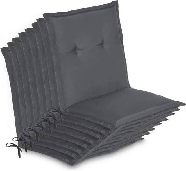 Beautissu 8er Set Niedriglehner Auflagen Loft Graphitgrau B/T/H: 100 x 50 x 6 cm - Bild 1