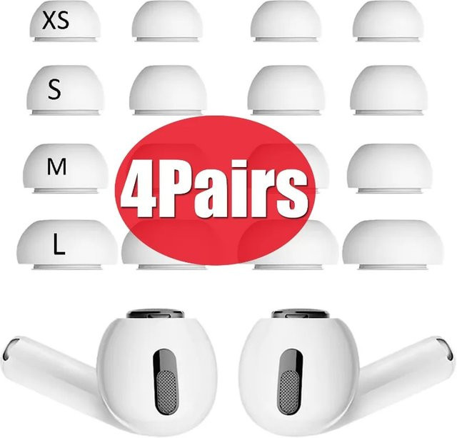 Apple AirPods Pro 1. und 2. Generation Ersatz-Ohrstöpsel aus weichem Silikon in Weiß, Set mit den Größen XS, S, M und L - Bild 1
