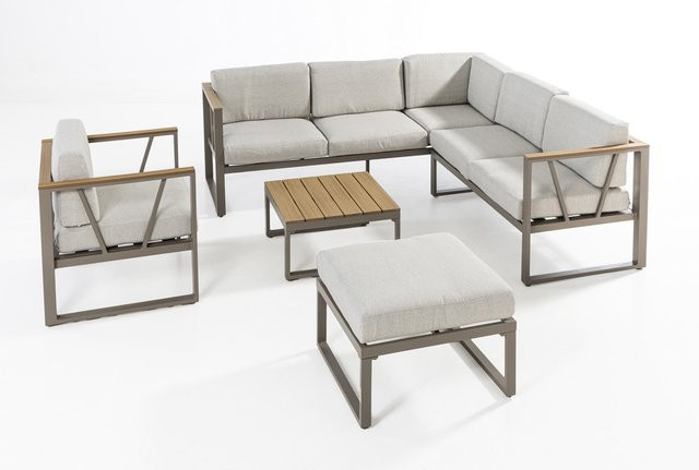 GreenYard Ecklounge VALPARAISO aus Aluminium mit Polsterauflagen, 19-teiliges Set, Grau - Bild 1