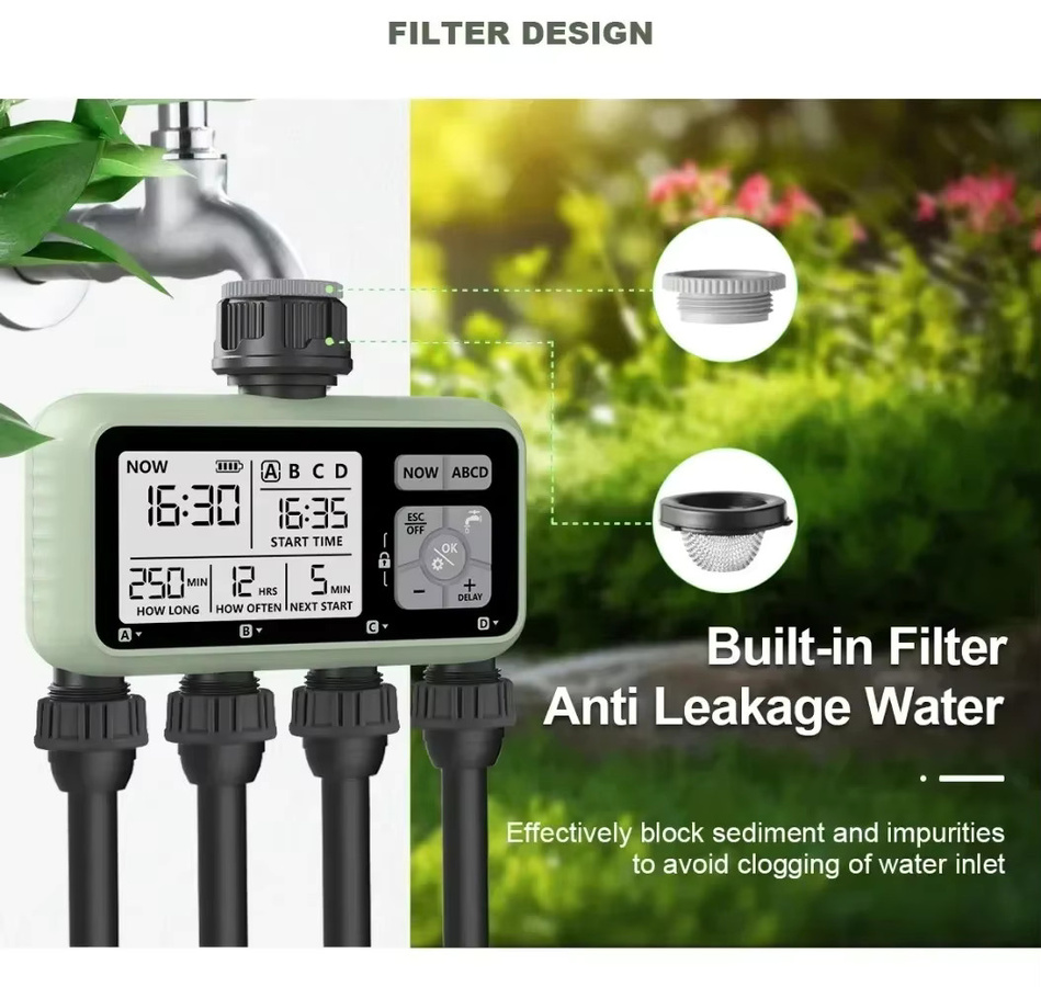 Reswat 4-fach Bewässerungstimer mit unabhängiger Steuerung in Grün - Bild 2