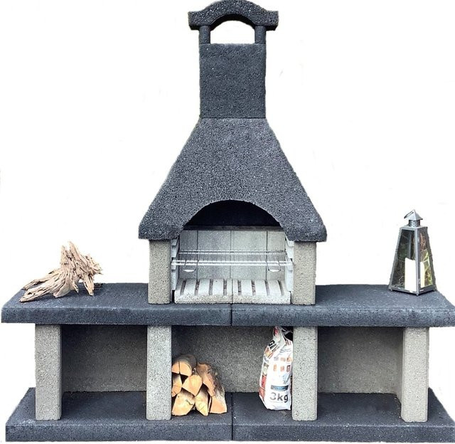 Intergard Grillkamin Venezia Nr. 2 aus Beton in Anthrazit und Grau, B/T/H: 200 x 50 x 500 cm - Bild 1