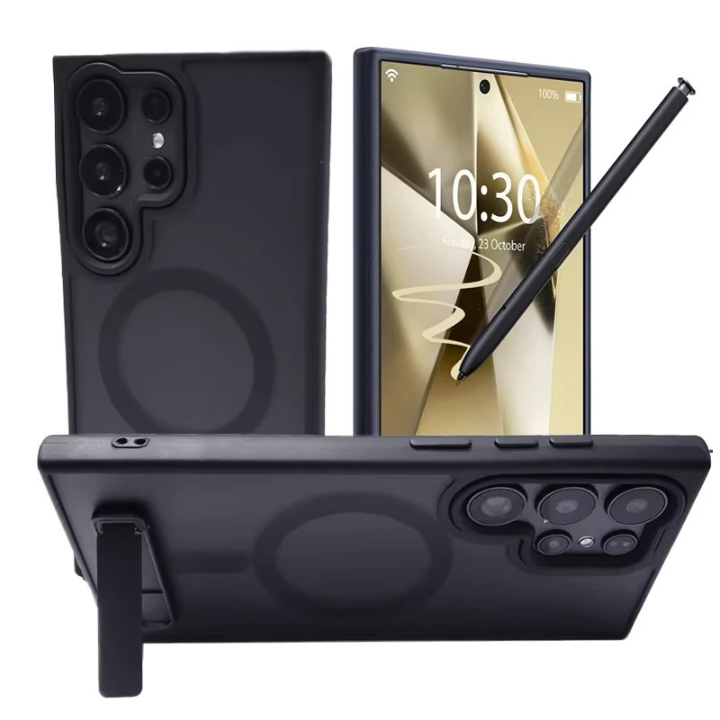 Robuste magnetische Handyhülle aus mattiertem Hartplastik für Samsung Galaxy S25 Ultra, S26, S24, S23 und S22 in Schwarz - Bild 6