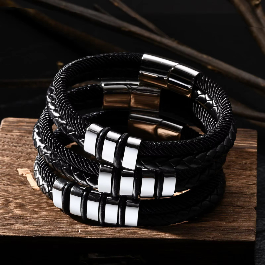 Vnox Armbänder, Edelstahl, Perle, Herren - Bild 2