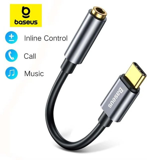 Baseus USB-C auf 3,5 mm Klinke Audio-Adapter Grey - Bild 1