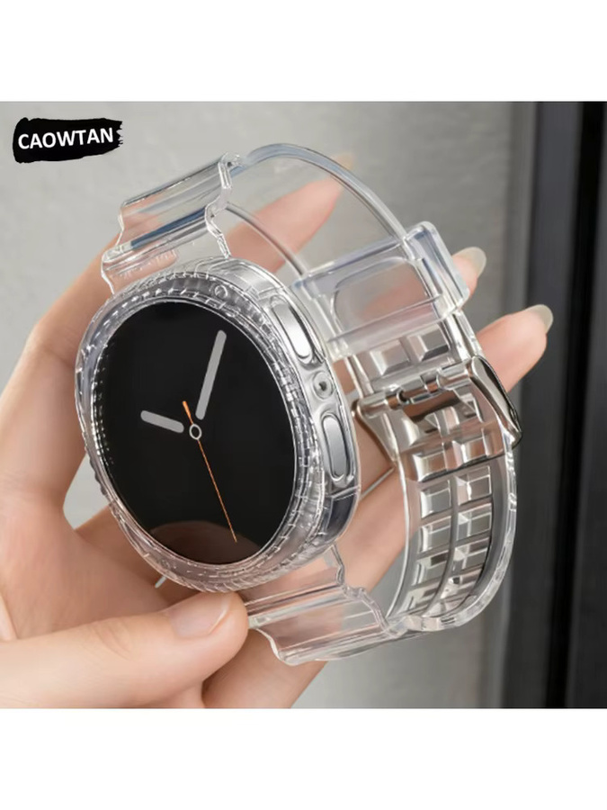 CAOWTAN Uhrenarmband und Hülle für Samsung Galaxy Watch 8, Kunststoff, Weiß - Bild 3