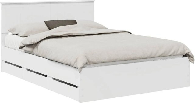 vidaXL Bettrahmen mit Schubladen in Weiß aus Holzwerkstoff B/T/H: 140 x 200 cm - Bild 1