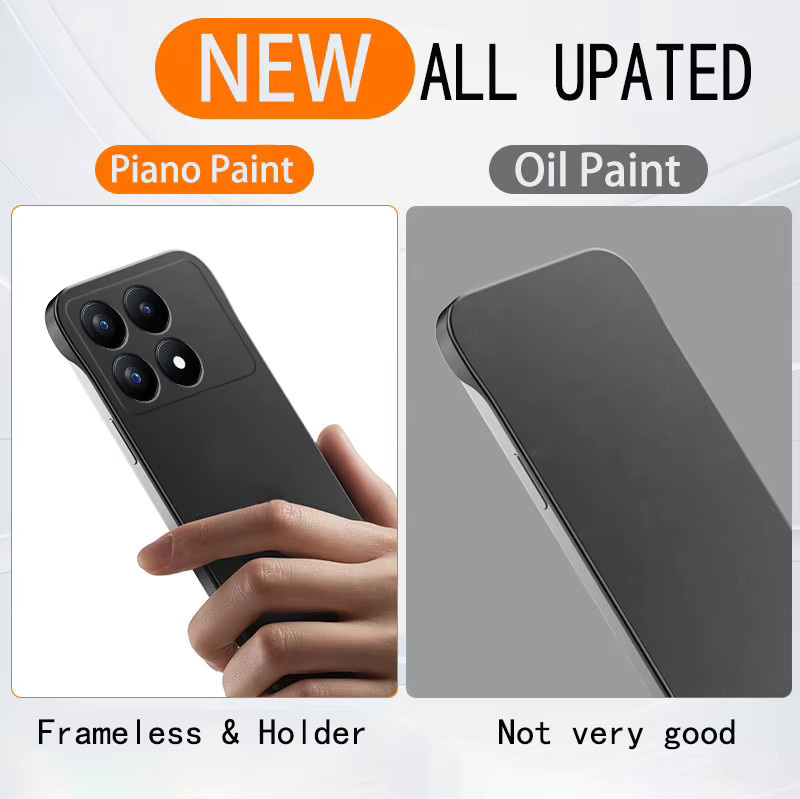 Rahmenlose Handyhülle mit glänzender metallischer Lackoberfläche für Xiaomi Poco X7 X6 F7 Ultra F6 F5 Pro in Silver - Bild 2