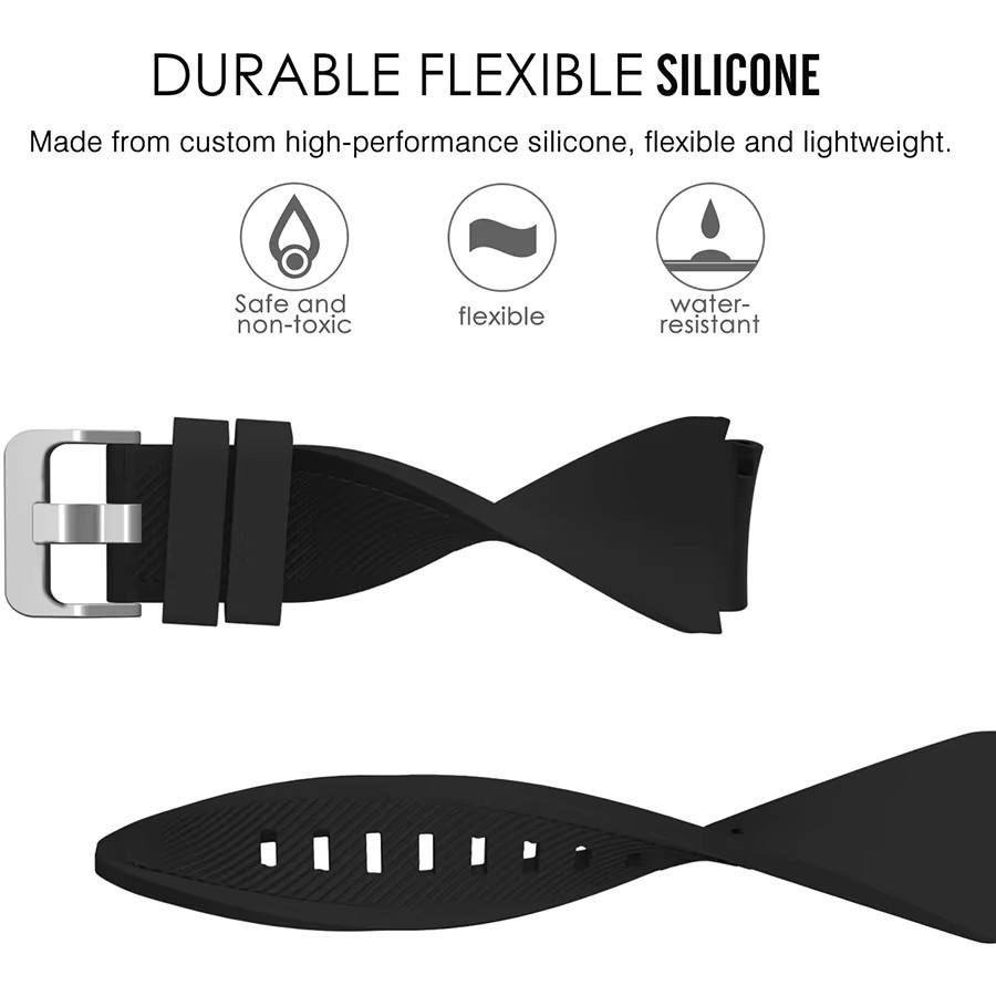 Uhrenarmband Silikon, 22 mm, Schwarz, Unisex - Bild 2