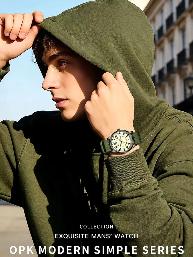 OPK Armbanduhr Quarz, Herren, Textil/NATO, Silber, Weiß, wasserdicht - Bild 7