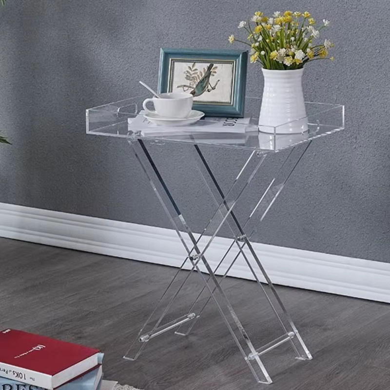 Klappbarer Couchtisch von LIUSHADUOLA aus transparentem Acryl, moderner quadratischer Beistelltisch in glänzendem Design - Bild 3