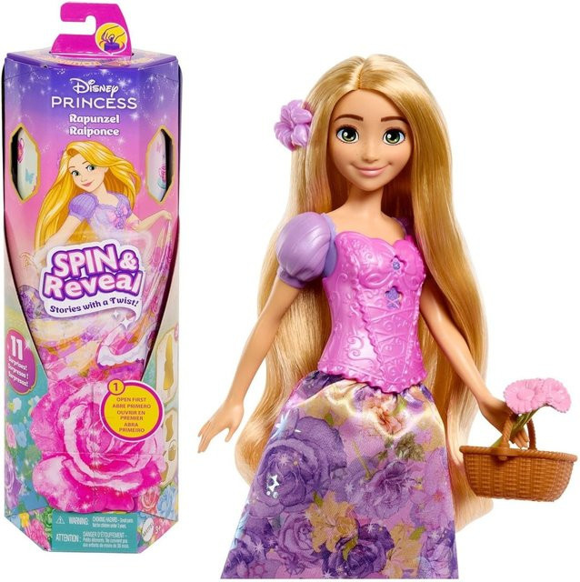 Mattel Disney Princess Spin & Reveal Rapunzel Puppe, mit 11 Überraschungen, nicht für Kinder unter 3 Jahren - Bild 1