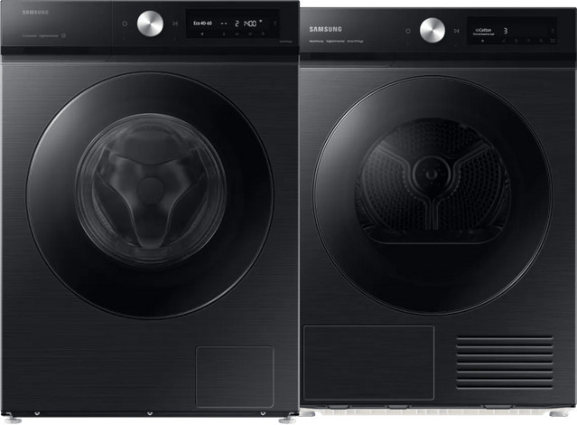 Samsung Waschmaschine WW90DB8U95GBU2 und Trockner DV90BB7445GBS2 Set in Schwarz mit Auto Dosing und Quick Wash - Bild 1