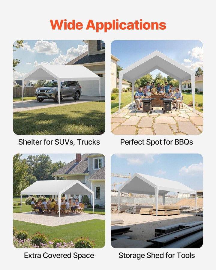 Buying Solutions MB Carport Ersatzdach als wasserdichte und UV-beständige Oberplane für Garagenzelte und Autoüberdachungen, Farbe: Weiß, B/T: 6 x 3,6 m - Bild 3