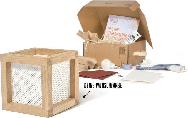 CREATE! by OBI DIY Würfelleuchte aus Holz mit LED-Leuchtmittel in Natur und Weiß - Bild 1