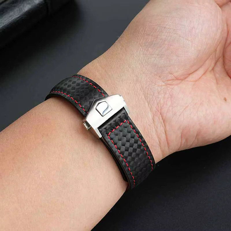 UYOUNG Uhrenarmband Rindsleder, Schwarz, Herren, 22 mm - Bild 2