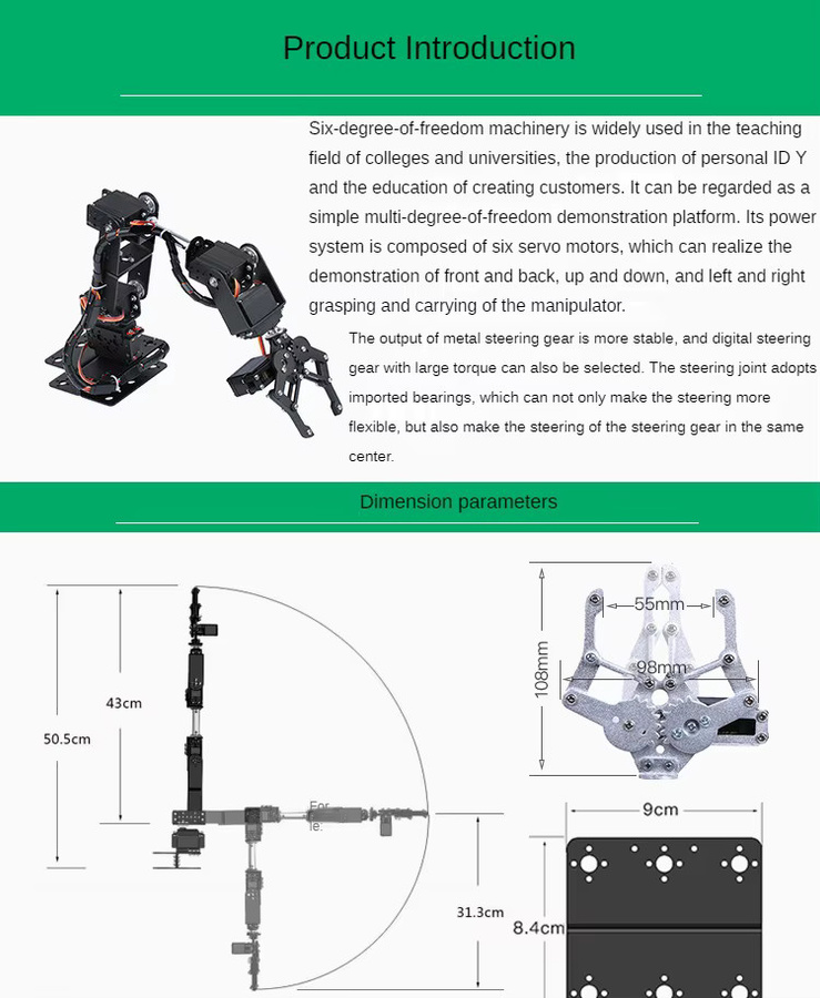 BinHex Roboterarm-Bausatz, 6 DOF, Programmierbarer Roboterarm, DIY-Kit - Bild 3