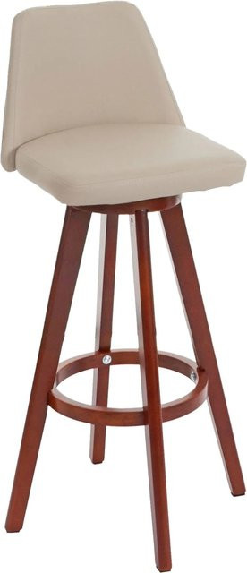 PROREGAL Barhocker drehbar mit Lehne aus Kunstleder und Holz in Creme/Beige, Sitzhöhe: 72 cm - Bild 1