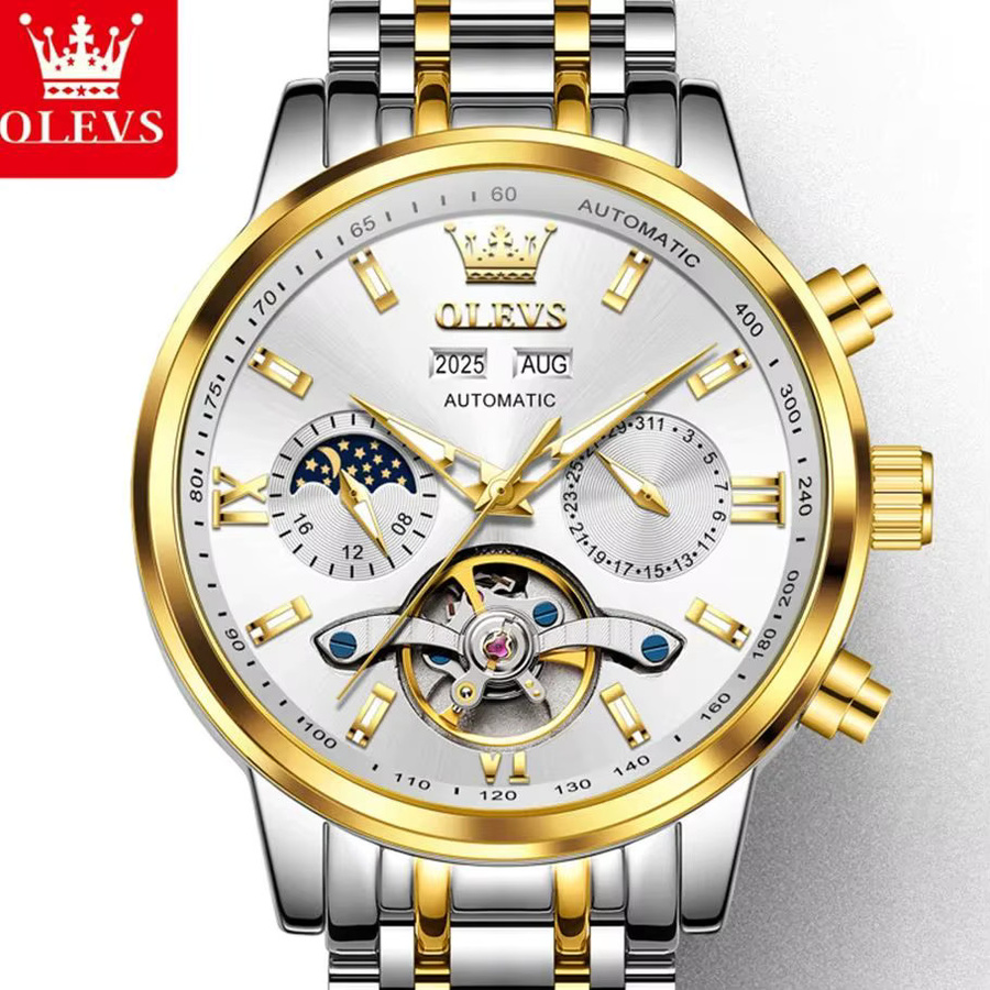 OLEVS Armbanduhr, Quarz, Edelstahl, Silber, Herren - Bild 2
