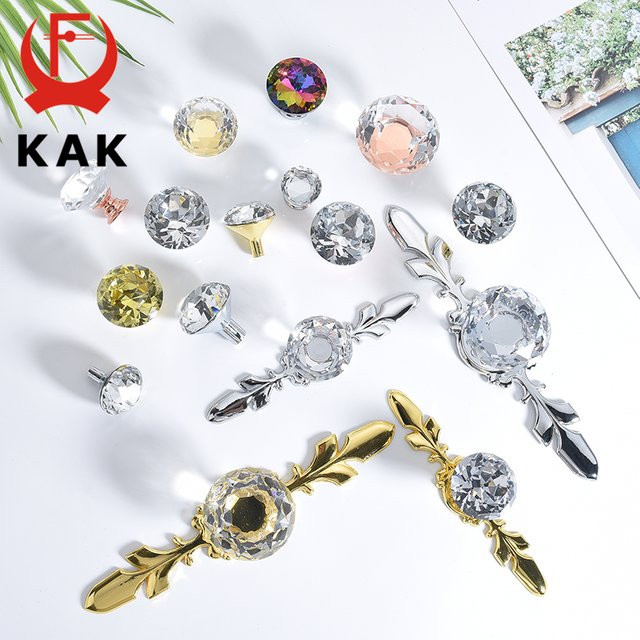 KAK Schrankknöpfe und Griffe aus Zinklegierung mit Gold Diamant Kristall Glas Design in Gold - Bild 1