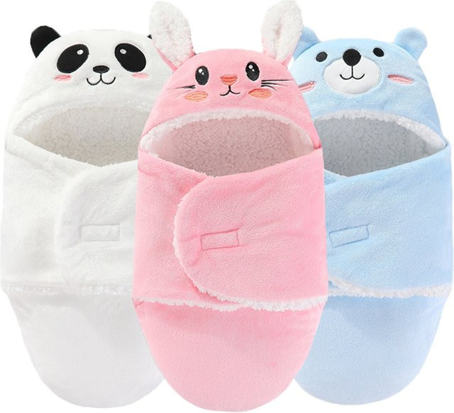 Warmes Flanell-Baby-Schlafsack mit Cartoon-Design für Neugeborene und Babys, Farbe: Grau, für 0–9 Monate - Bild 1