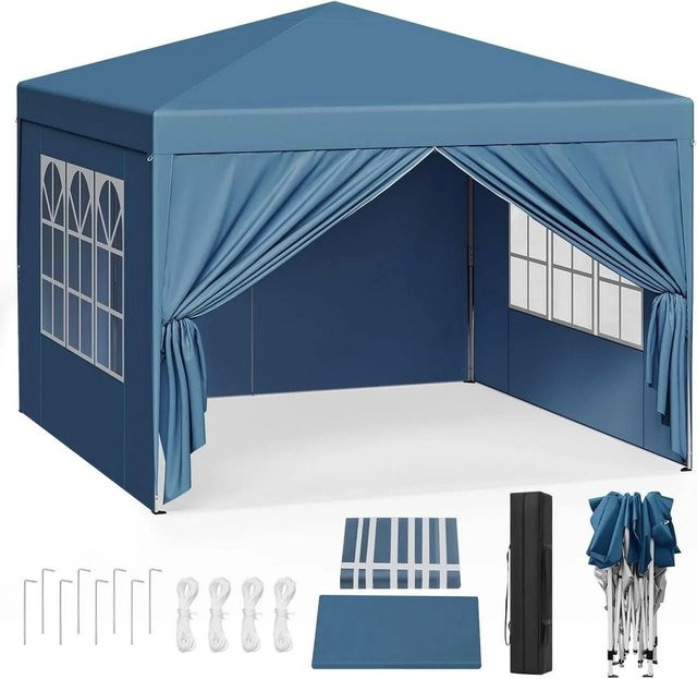 WOLTU Pop-Up Pagodenzelt Wasserdichter Sonnenschutz aus Oxford-Gewebe Blau B/T: 300 x 300 cm, Höhe: 258 cm - Bild 1