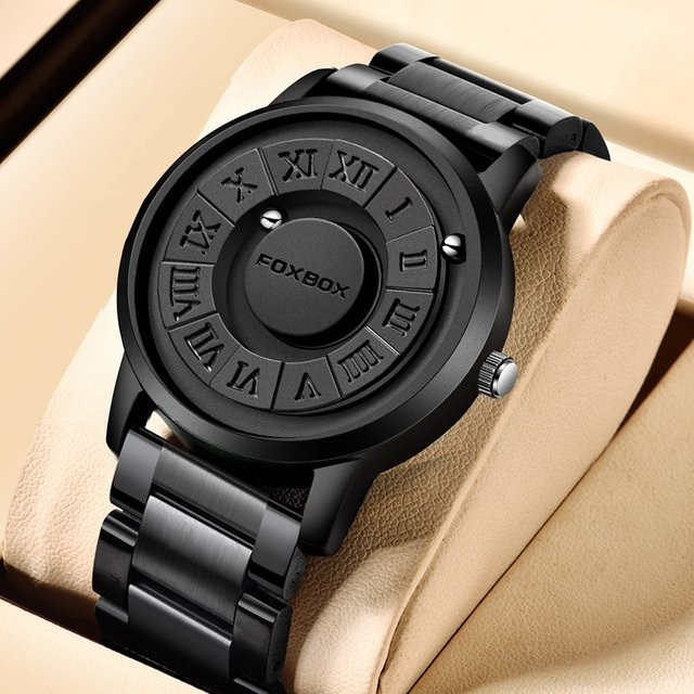 Foxbox Armbanduhr Quarz, Edelstahl, Schwarz, Herren - Bild 1