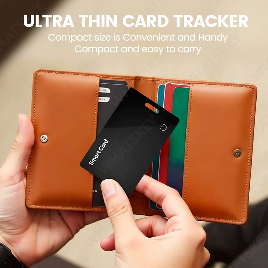 Peocke Drahtlose Lade Brieftasche Tracker Karte in Schwarz als dünner GPS Locator Smart Tag für Google Find My Device, Xiaomi und Samsung Handys - Bild 2