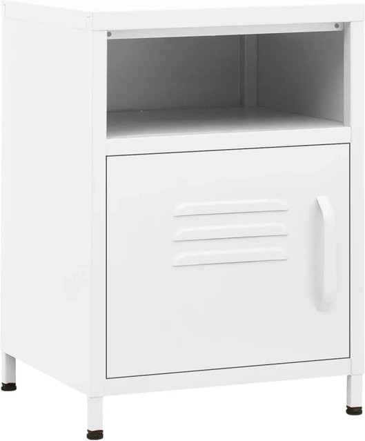 vidaXL Nachttische 2er Set Weiß Modern aus Metall B/T/H: 35 x 35 x 51 cm - Bild 1
