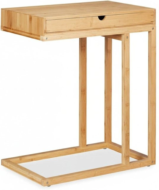 Relaxdays Beistelltisch aus Bambus in Natur mit Schubfach, modern und rechteckig, B/T/H: 68 x 55 x 35 cm - Bild 1