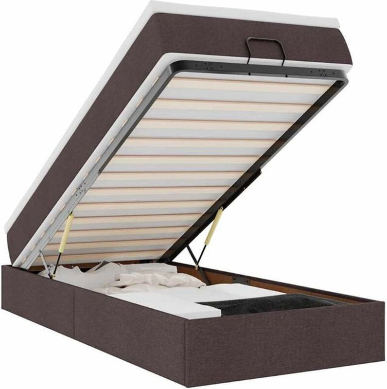 vidaxl Ottoman Polsterbett mit Matratze in Braun aus Stoff und Metall, B/T/H: 200 x 80 x 23,5 cm - Bild 1